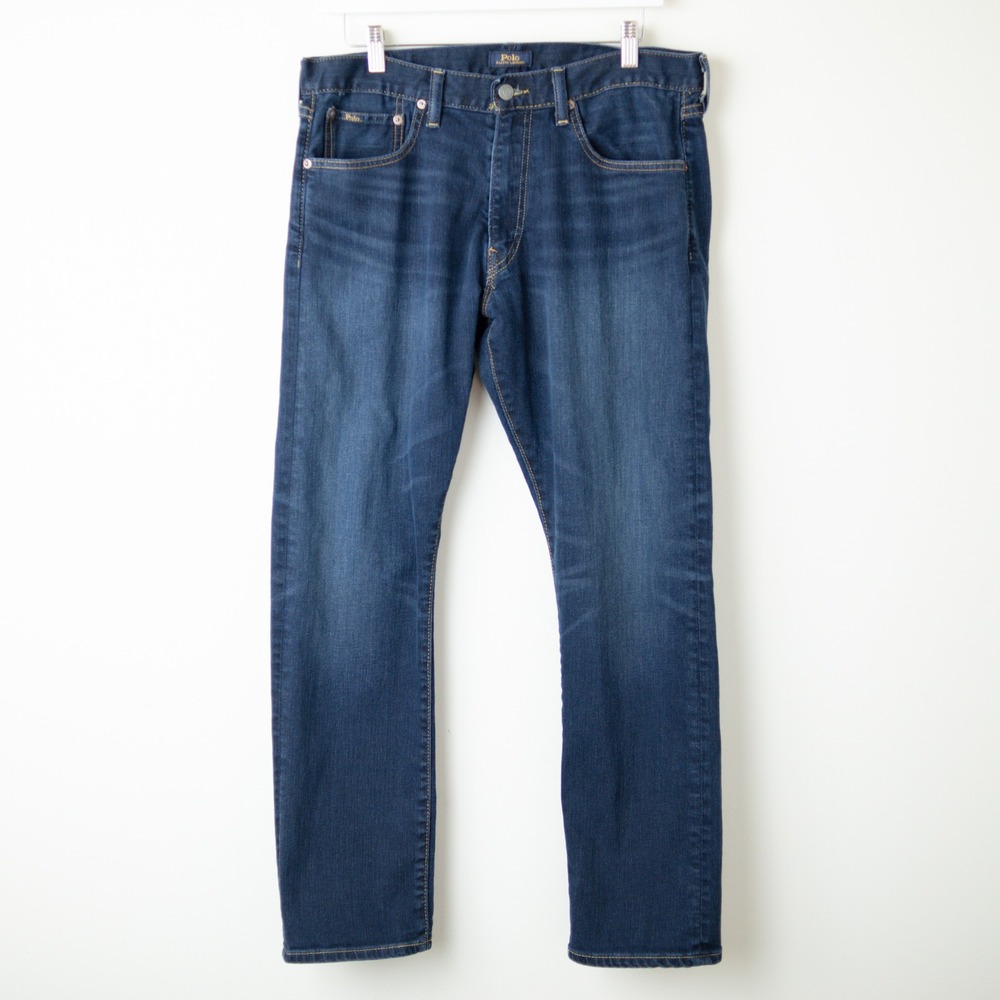 Polo Ralph Lauren Varick Slim Straight Mens 34x30 Blue Denim 5 Pocket